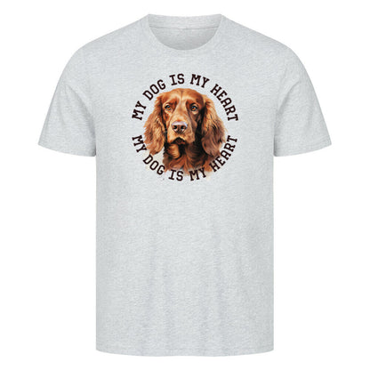 Premium T-Shirt "Irish Setter HEART 2" Heather Grey – hunde-shirt.de