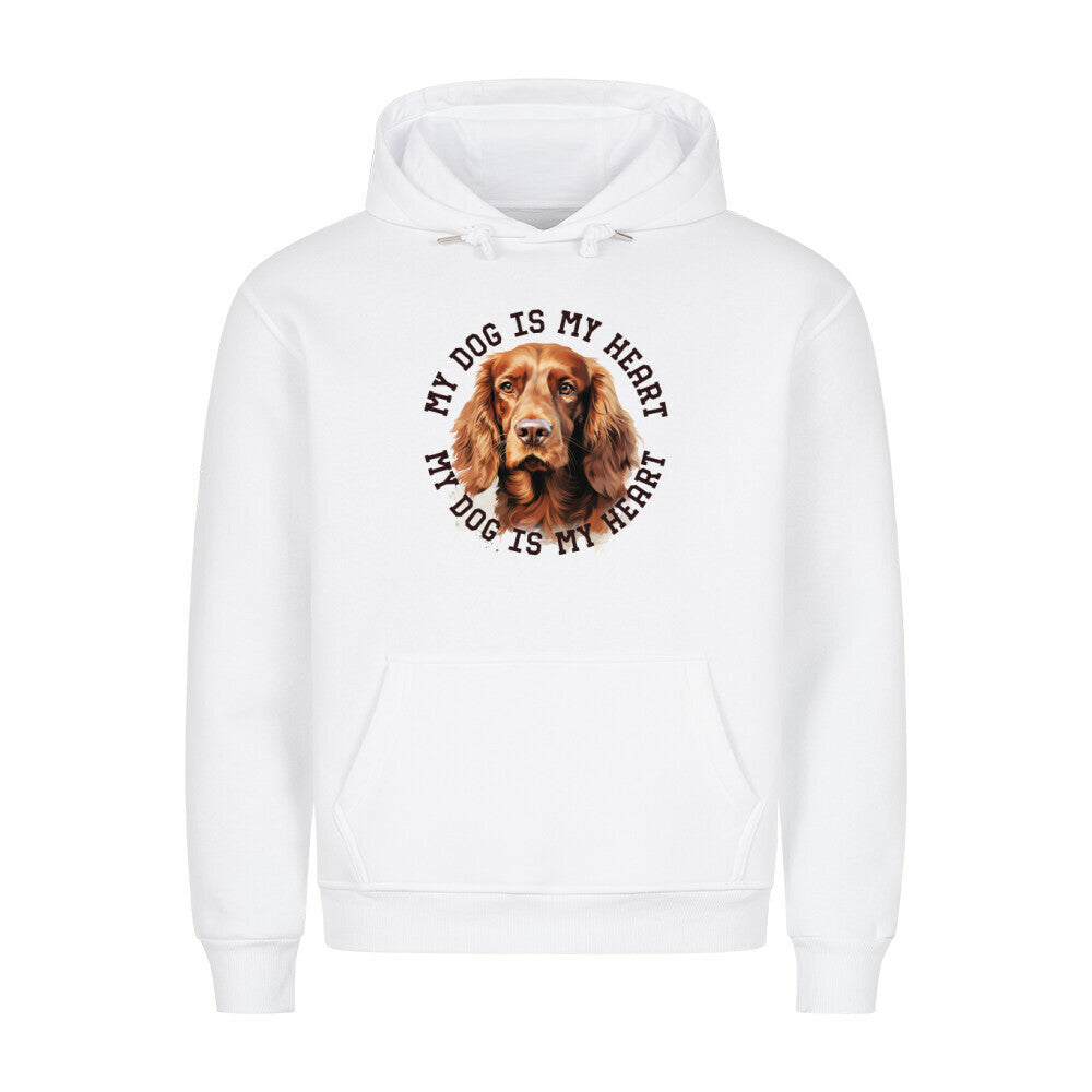 Premium Hoodie "Irish Setter HEART 2" Weiß – hunde-shirt.de