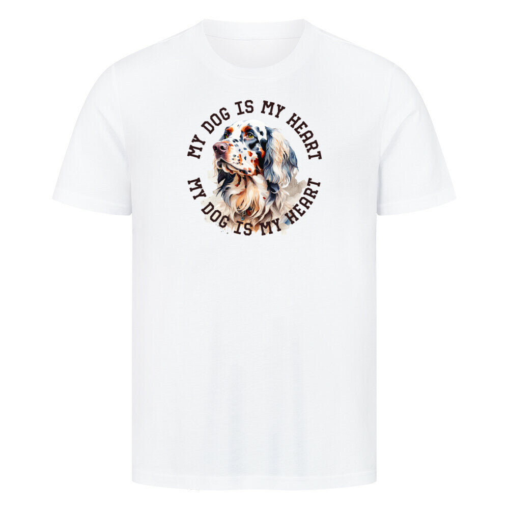 Premium T-Shirt "English Setter HEART" Weiß – hunde-shirt.de