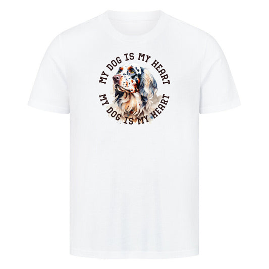 Premium T-Shirt "English Setter HEART" Weiß – hunde-shirt.de
