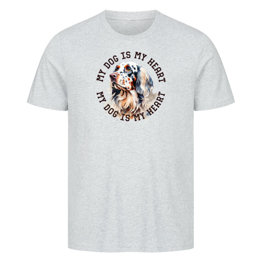 Premium T-Shirt "English Setter HEART" Heather Grey – hunde-shirt.de