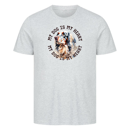 Premium T-Shirt "English Setter HEART" Heather Grey – hunde-shirt.de