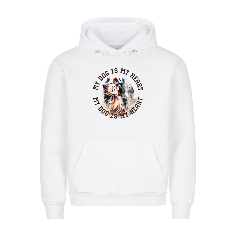 Premium Hoodie "English Setter HEART" Weiß – hunde-shirt.de