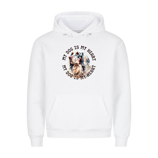 Premium Hoodie "English Setter HEART" Weiß – hunde-shirt.de