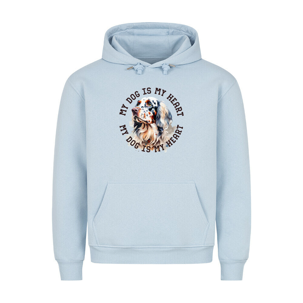 Premium Hoodie "English Setter HEART" Babyblau – hunde-shirt.de