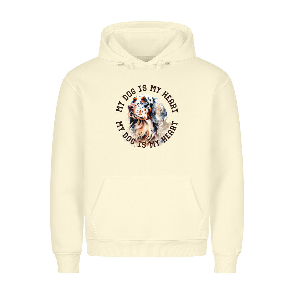 Premium Hoodie "English Setter HEART" Beige – hunde-shirt.de
