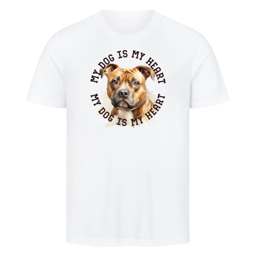 Premium T-Shirt "Staffy" Weiß – hunde-shirt.de