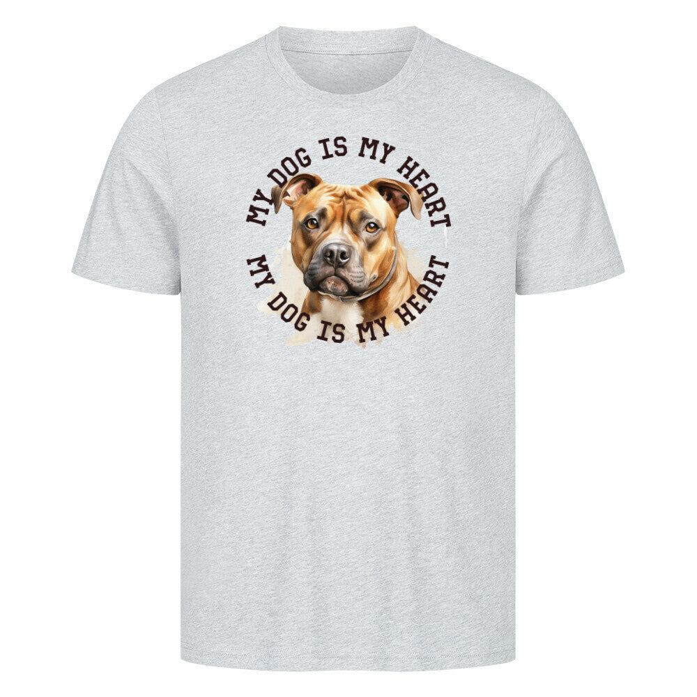 Premium T-Shirt "Staffy" Heather Grey – hunde-shirt.de
