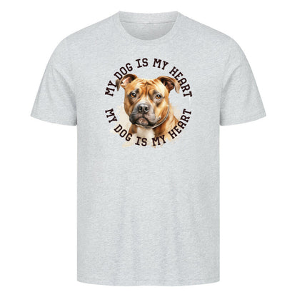 Premium T-Shirt "Staffy" Heather Grey – hunde-shirt.de