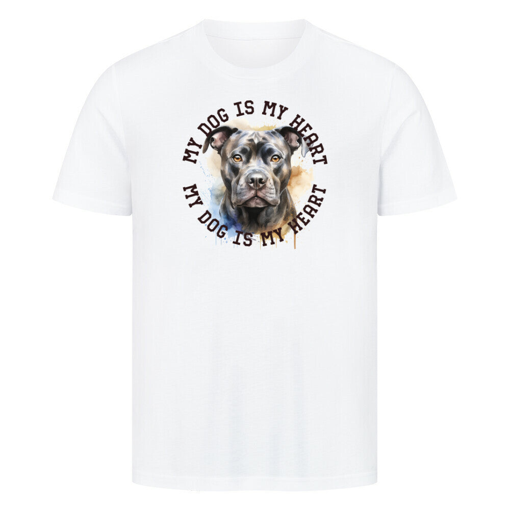 Premium T-Shirt "Staffordshire Terrier grau" Weiß – hunde-shirt.de