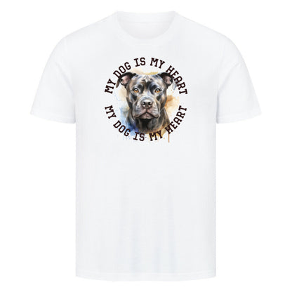 Premium T-Shirt "Staffordshire Terrier grau" Weiß – hunde-shirt.de