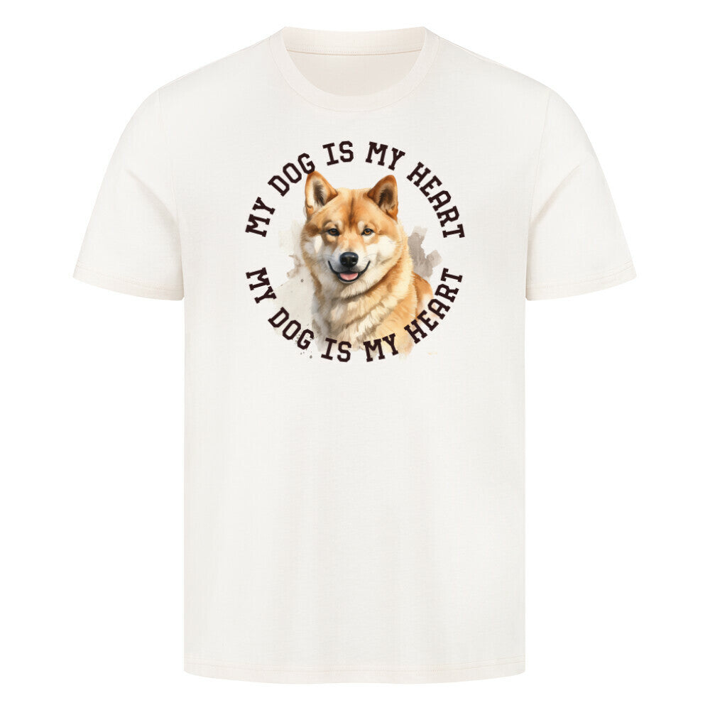 Premium T-Shirt "Shiba Inu HEART" Natural Raw – hunde-shirt.de