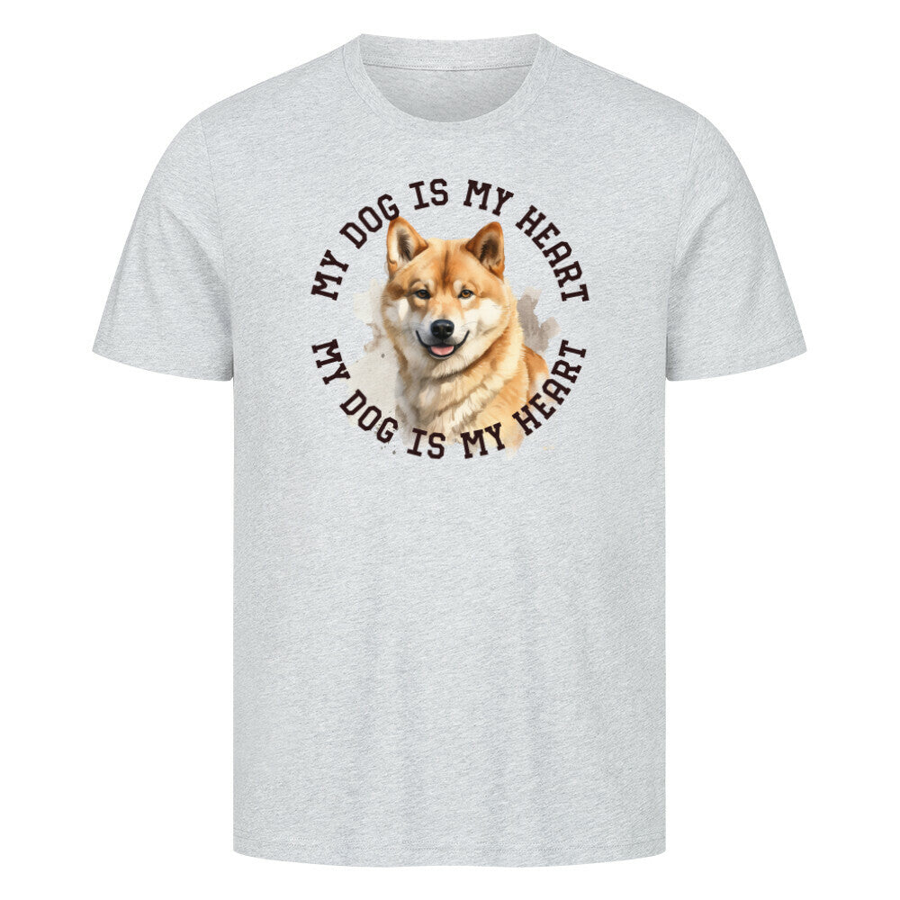 Premium T-Shirt "Shiba Inu HEART" Heather Grey – hunde-shirt.de