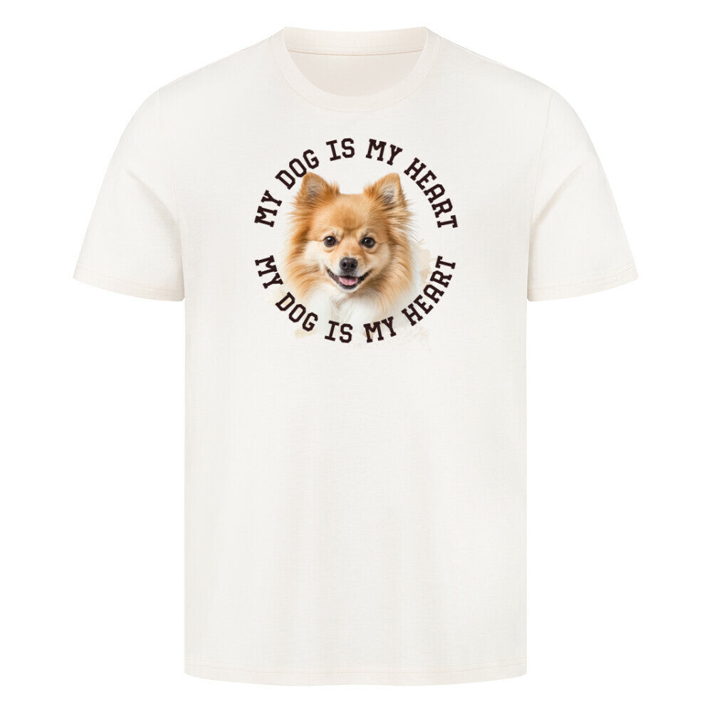 Premium T-Shirt "Kleinspitz Heart" Natural Raw – hunde-shirt.de