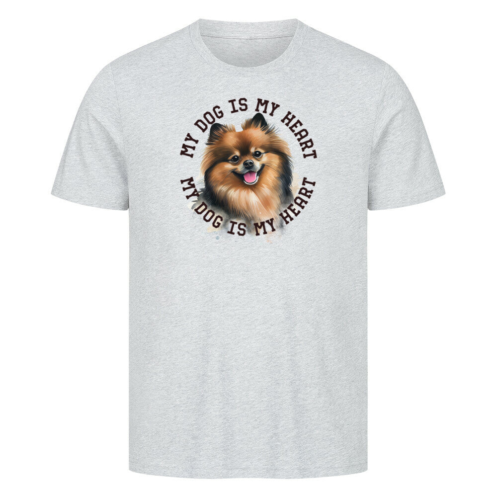 Premium T-Shirt "Kleinspitz HEART 2" Heather Grey – hunde-shirt.de
