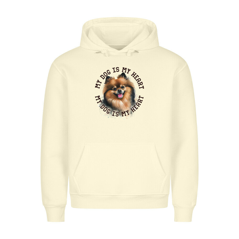 Premium Hoodie "Kleinspitz HEART 2" Beige – hunde-shirt.de