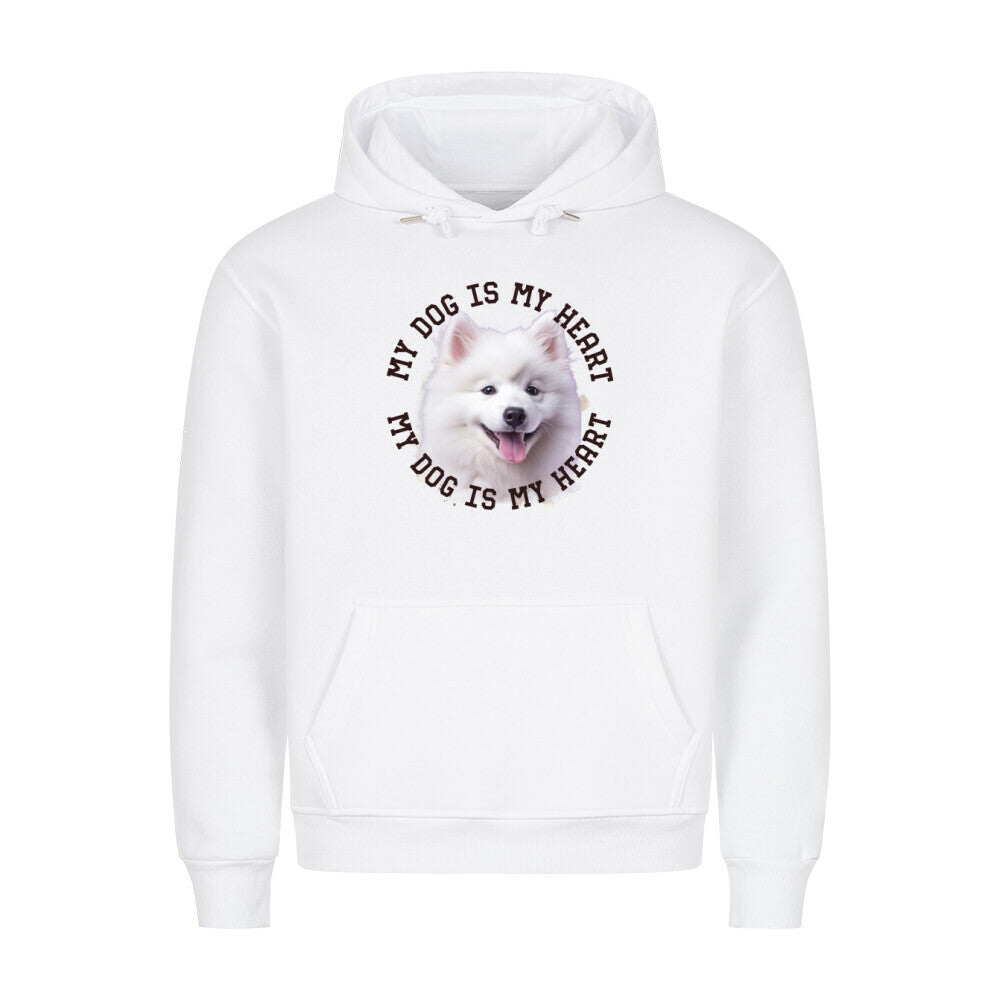 Premium Hoodie "Japan-Spitz HEART" Weiß – hunde-shirt.de