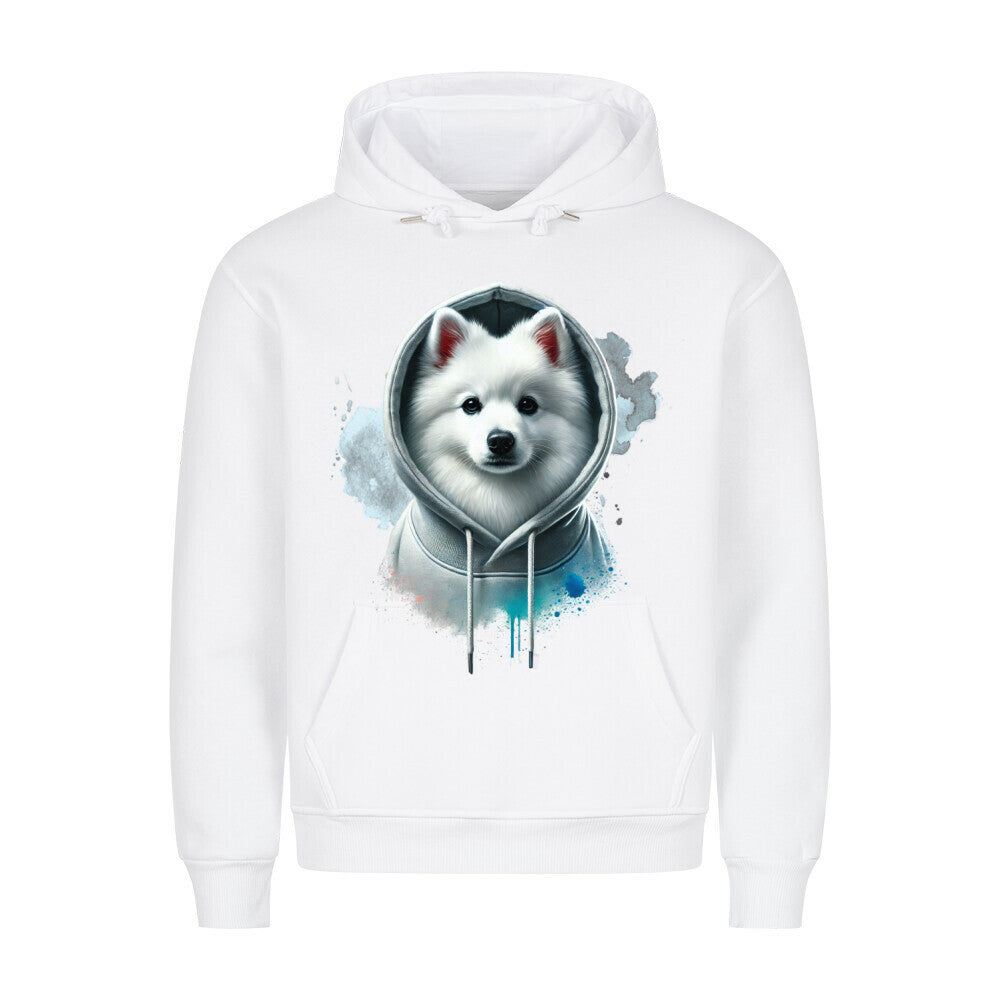 Premium Hoodie "Japan-Spitz Hooded" Weiß – hunde-shirt.de