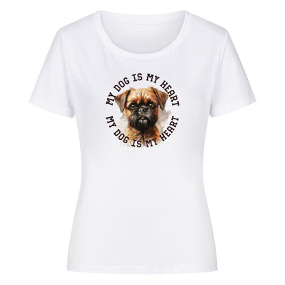 Premium Organic Damen-Shirt "Brüsseler Griffon HEART" Weiß – hunde-shirt.de