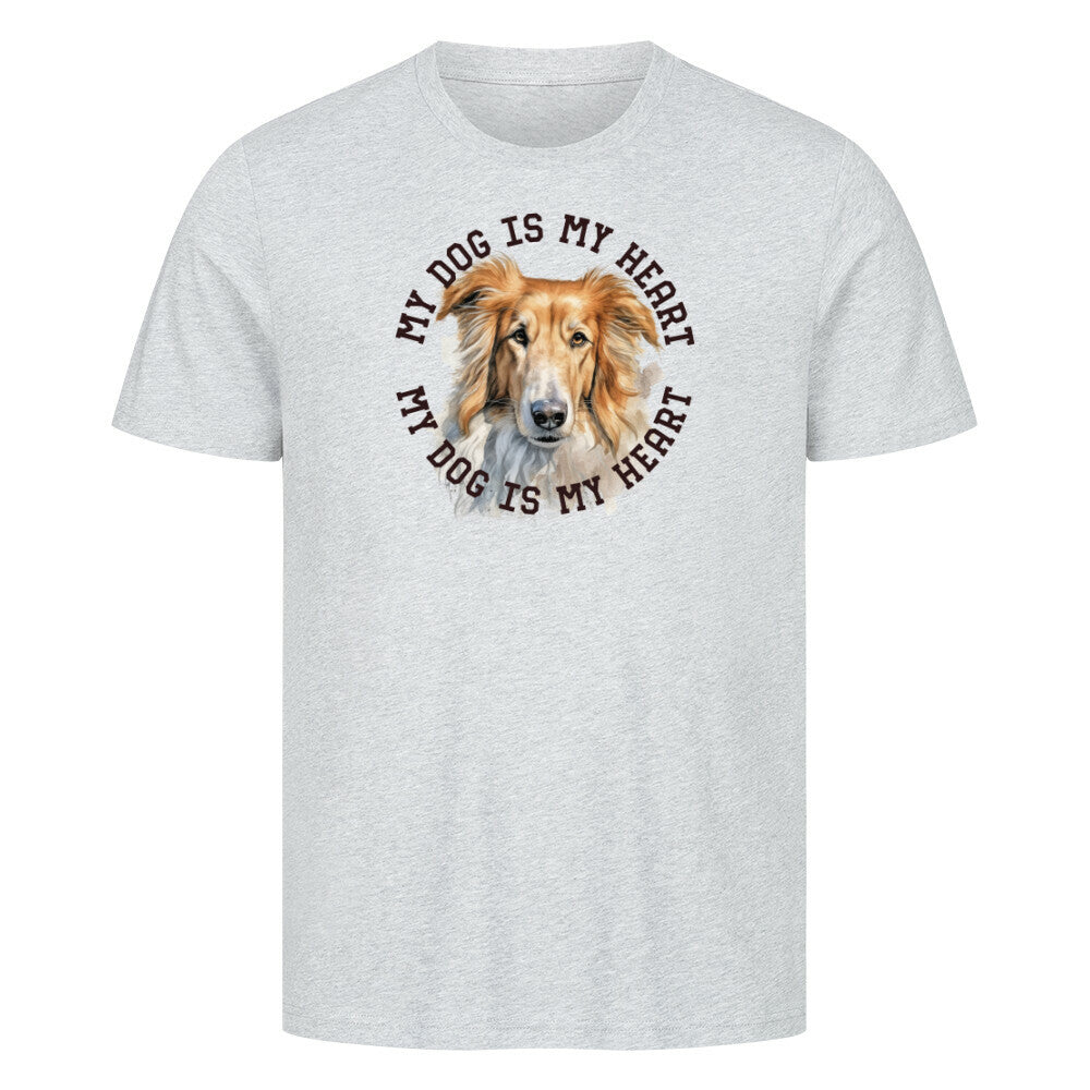 Premium T-Shirt "Barsoi HEART" Heather Grey – hunde-shirt.de
