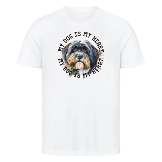 Premium T-Shirt "Tibet Terrier HEART" Weiß – hunde-shirt.de