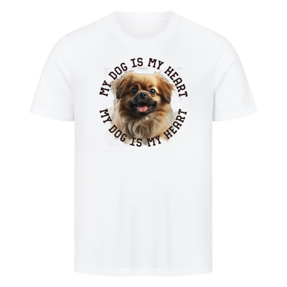 Premium T-Shirt "Tibet Spaniel HEART" Weiß – hunde-shirt.de