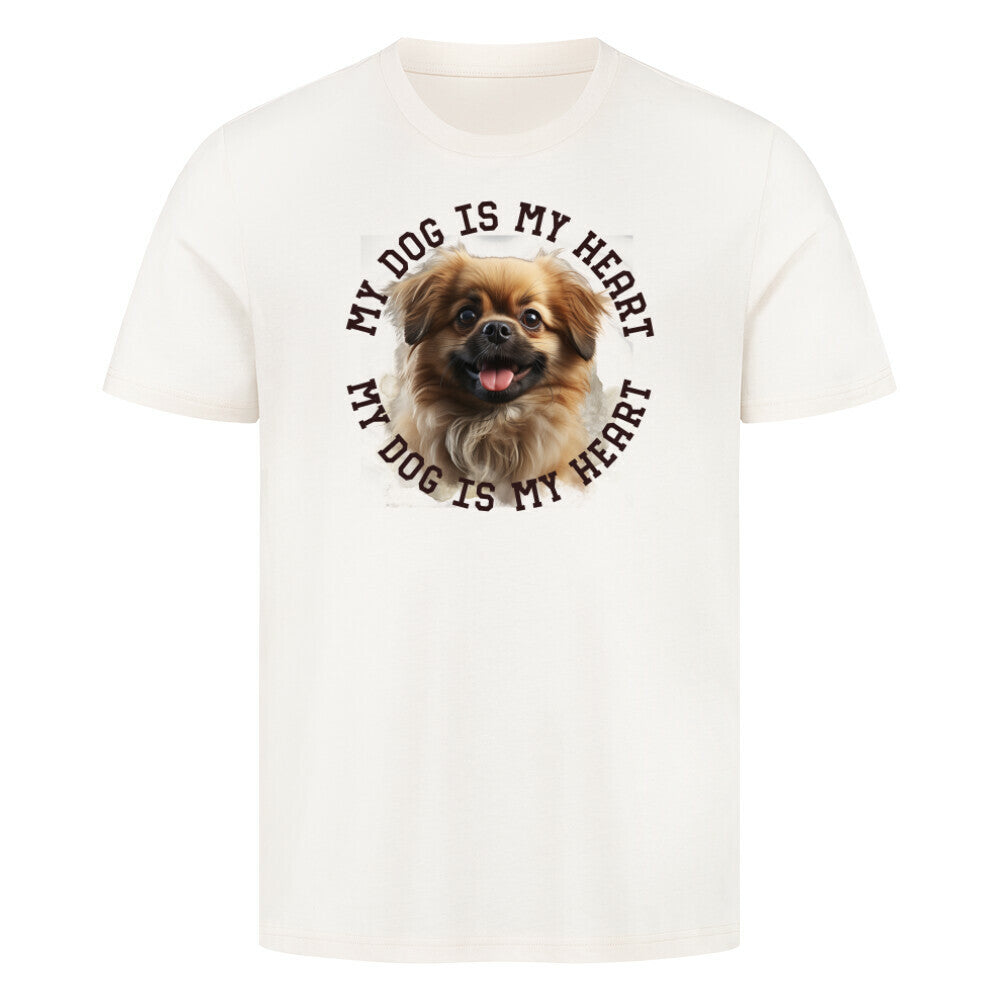 Premium T-Shirt "Tibet Spaniel HEART" Natural Raw – hunde-shirt.de