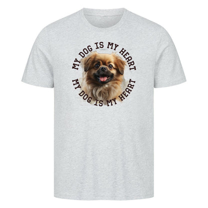 Premium T-Shirt "Tibet Spaniel HEART" Heather Grey – hunde-shirt.de