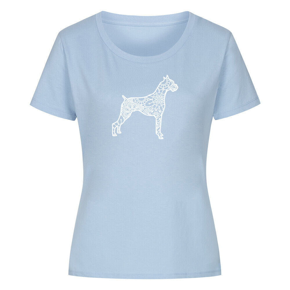 Premium Organic Damen-Shirt "Deutscher Boxer pur" Sky Blue – hunde-shirt.de