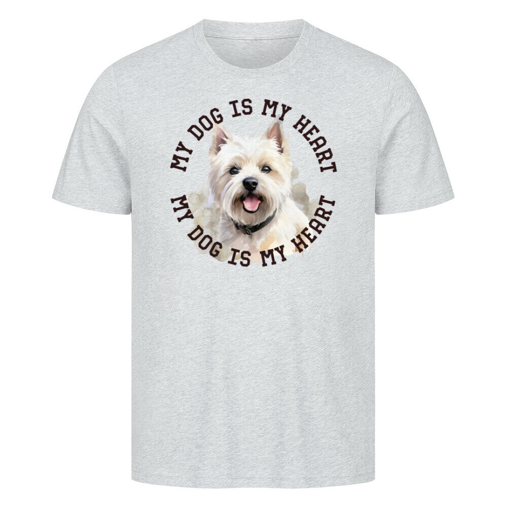 Premium T-Shirt "Westie HEART" Heather Grey – hunde-shirt.de