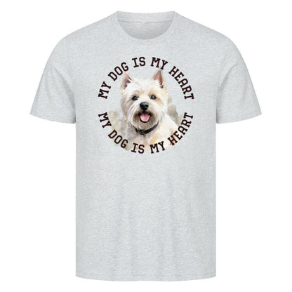 Premium T-Shirt "Westie HEART" Heather Grey – hunde-shirt.de