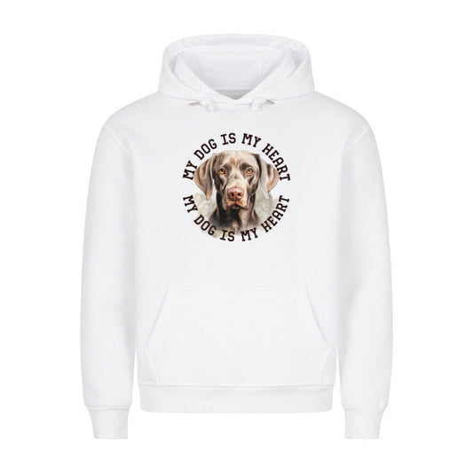 Premium Hoodie "Weimaraner HEART" Weiß – hunde-shirt.de