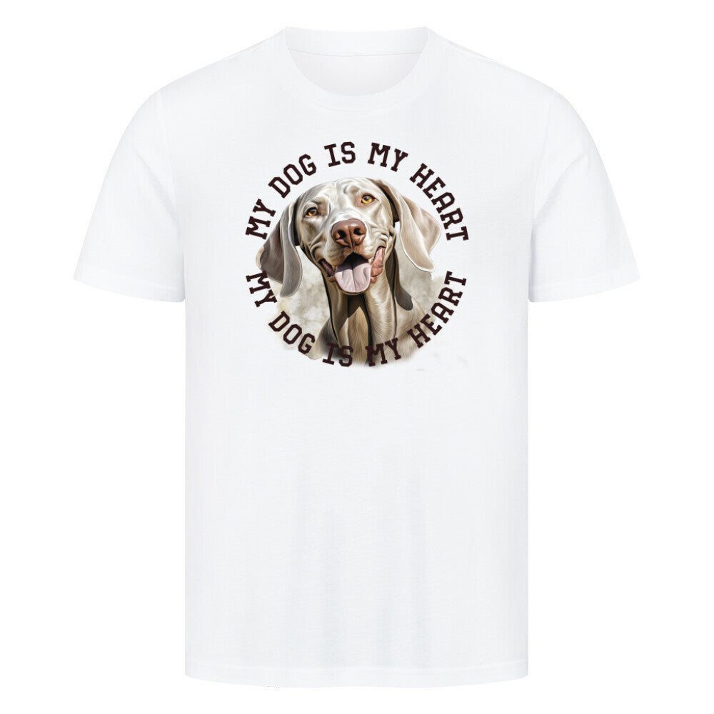 Premium T-Shirt "Weimaraner HEART 2" Weiß – hunde-shirt.de