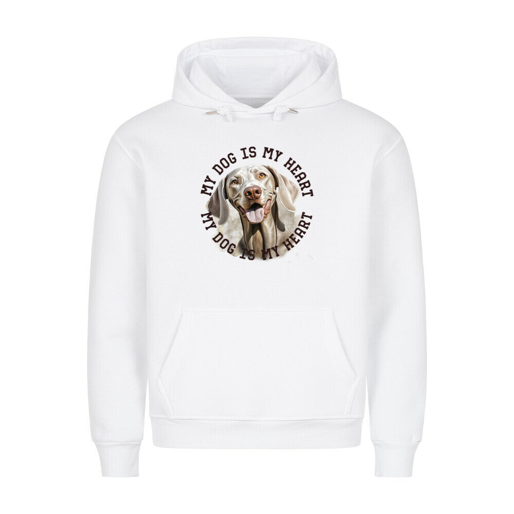 Premium Hoodie "Weimaraner HEART 2" Weiß – hunde-shirt.de