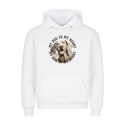Premium Hoodie "Weimaraner HEART 2" Weiß – hunde-shirt.de