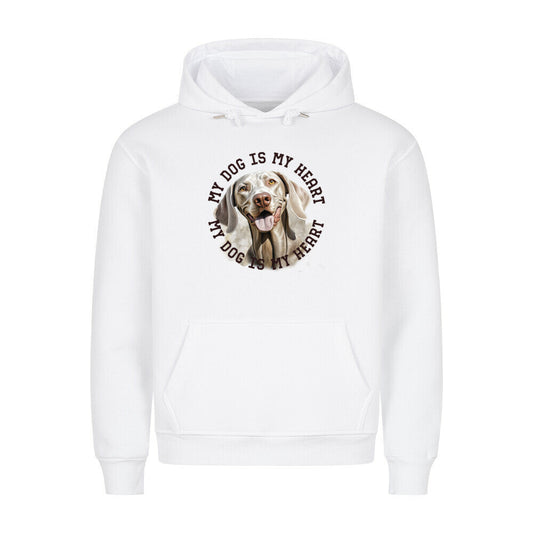 Premium Hoodie "Weimaraner HEART 2" Weiß – hunde-shirt.de