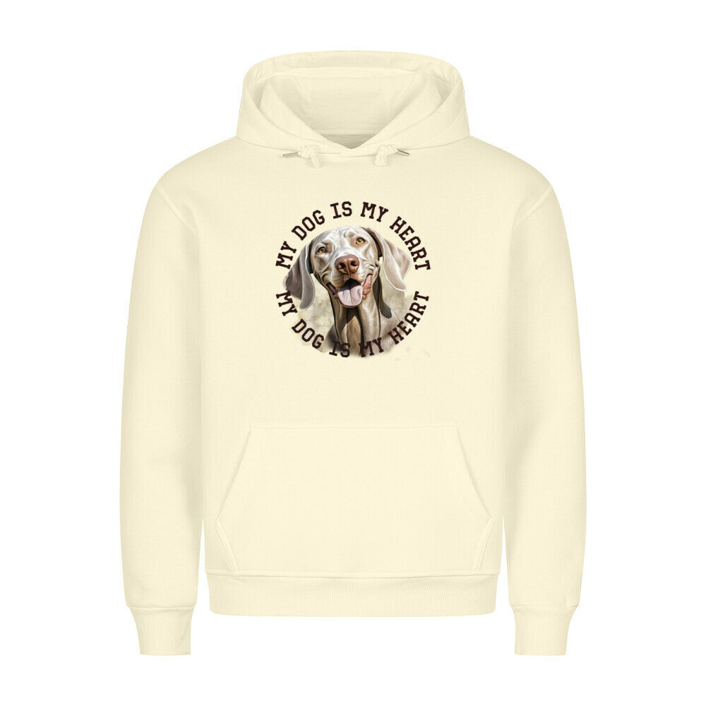 Premium Hoodie "Weimaraner HEART 2" Beige – hunde-shirt.de