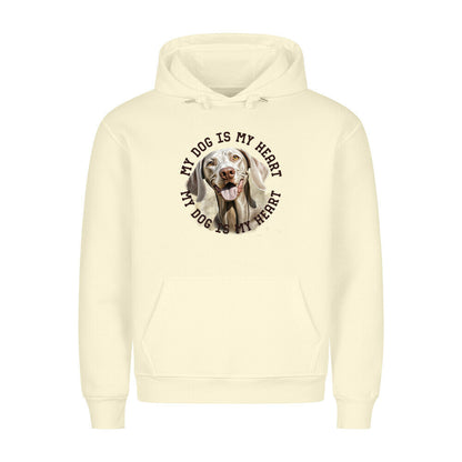 Premium Hoodie "Weimaraner HEART 2" Beige – hunde-shirt.de