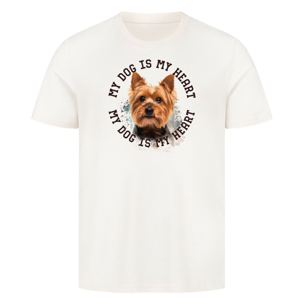 Premium T-Shirt "Yorkshire Terrier HEART" Natural Raw – hunde-shirt.de