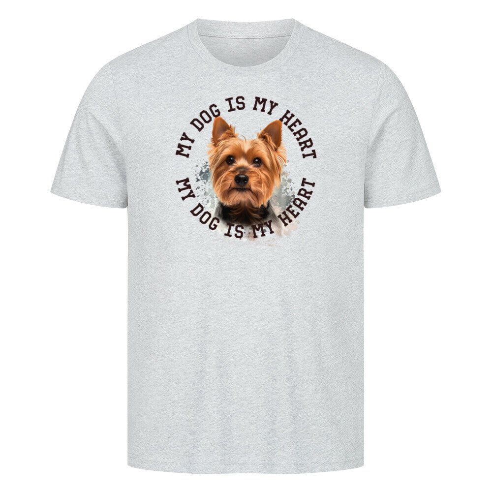 Premium T-Shirt "Yorkshire Terrier HEART" Heather Grey – hunde-shirt.de