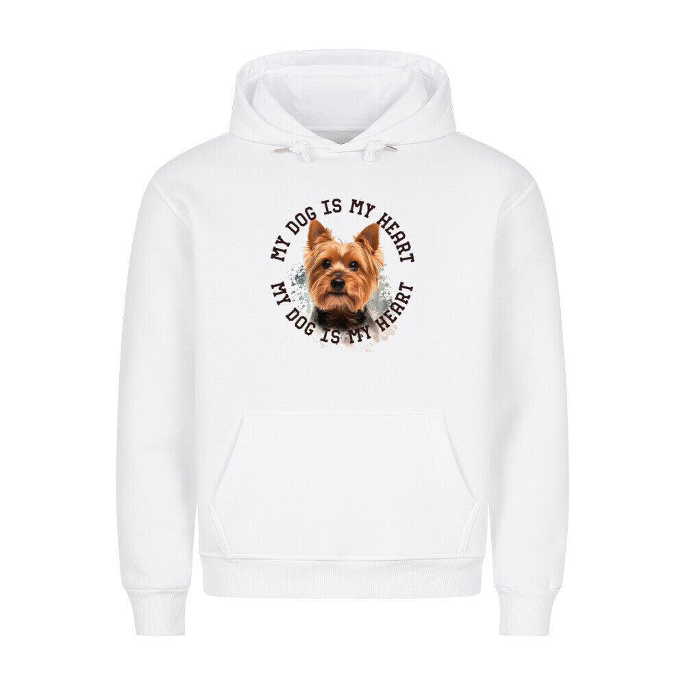 Premium Hoodie "Yorkshire Terrier HEART" Weiß – hunde-shirt.de