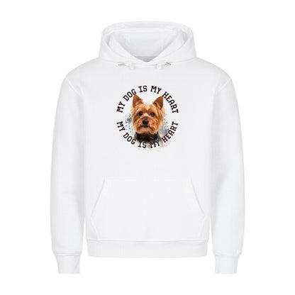 Premium Hoodie "Yorkshire Terrier HEART" Weiß – hunde-shirt.de