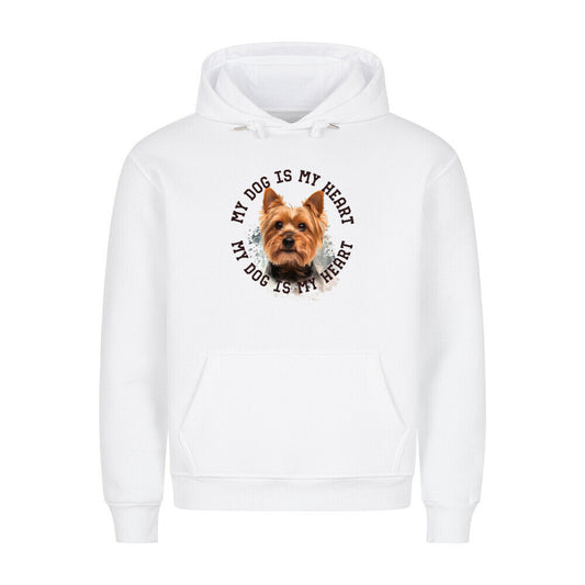 Premium Hoodie "Yorkshire Terrier HEART" Weiß – hunde-shirt.de