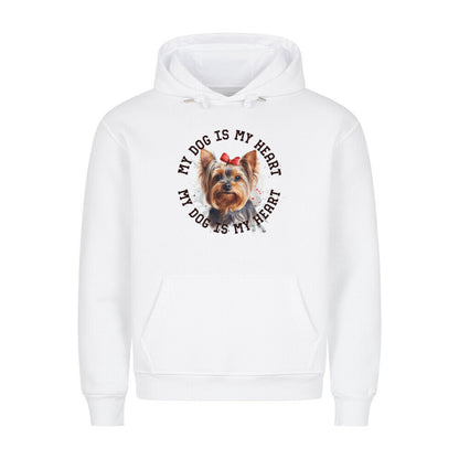 Premium Hoodie "Yorkshire Terrier Schleife" Weiß – hunde-shirt.de