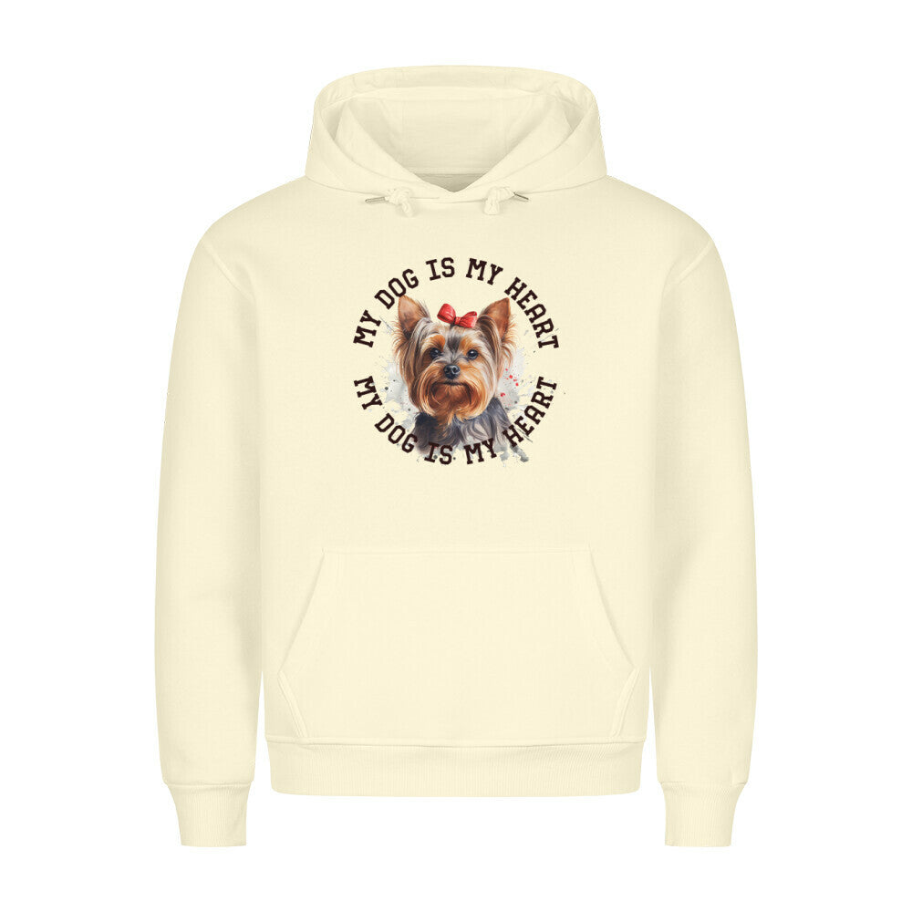 Premium Hoodie "Yorkshire Terrier Schleife" Beige – hunde-shirt.de