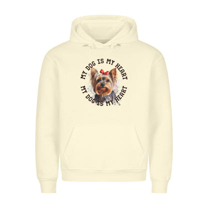 Premium Hoodie "Yorkshire Terrier Schleife" Beige – hunde-shirt.de