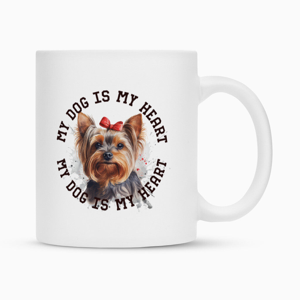 Tasse "Yorkshire Terrier Schleife" Weiß – hunde-shirt.de