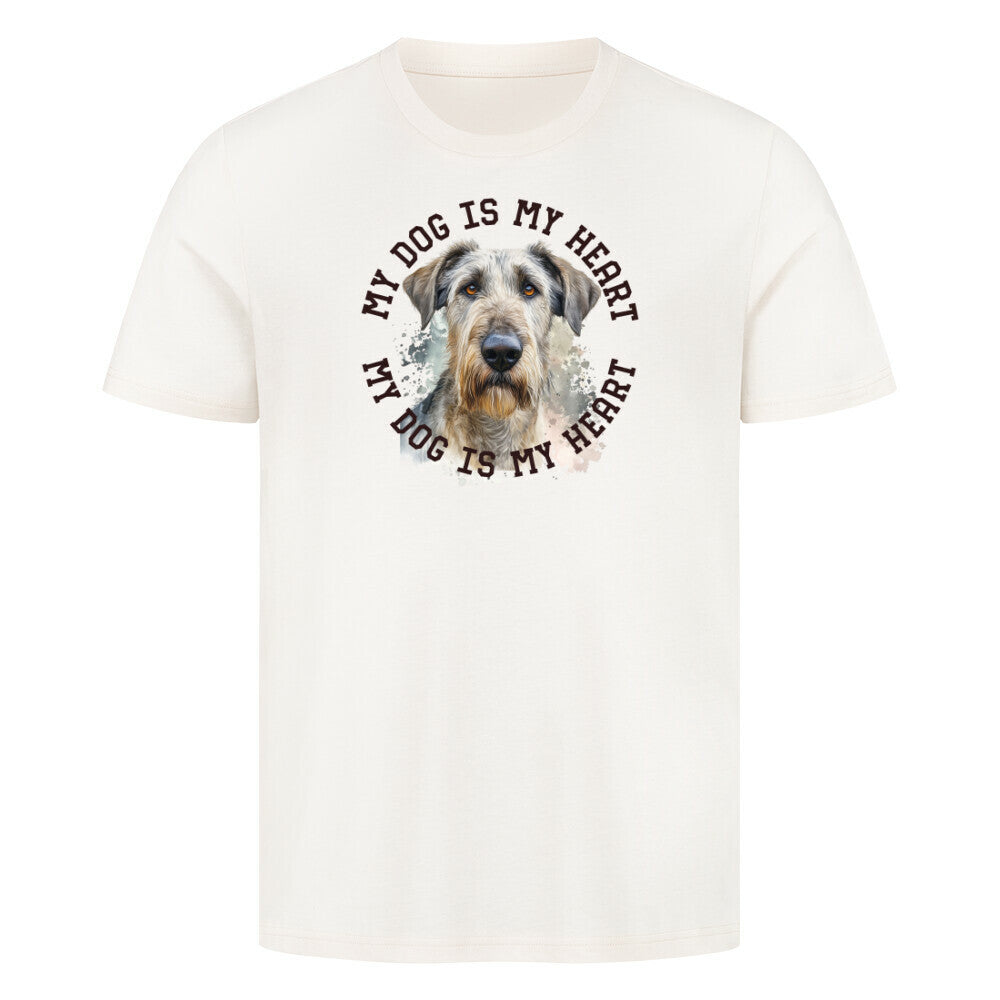 Premium T-Shirt "Irischer Wolfshund HEART" Natural Raw – hunde-shirt.de