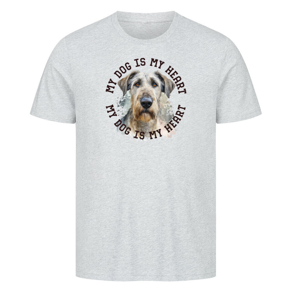 Premium T-Shirt "Irischer Wolfshund HEART" Heather Grey – hunde-shirt.de