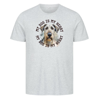 Premium T-Shirt "Irischer Wolfshund HEART" Heather Grey – hunde-shirt.de